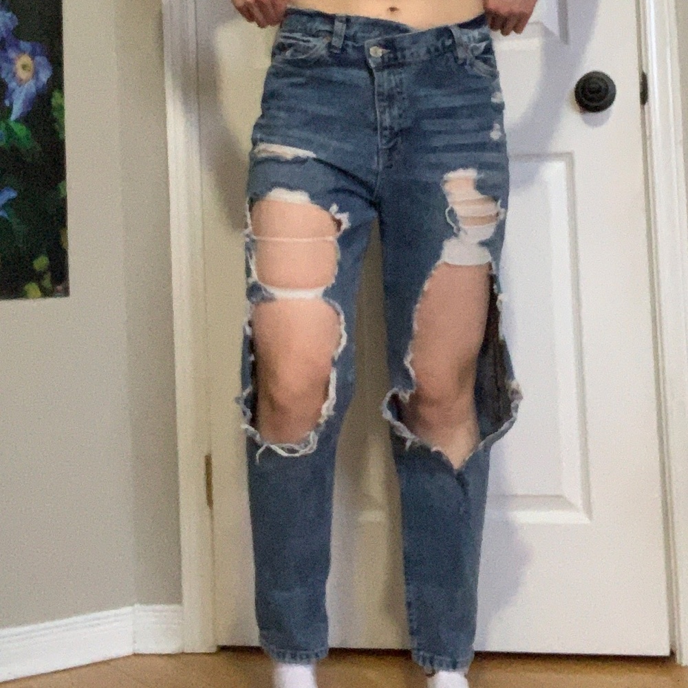 Blue ripped jeans
